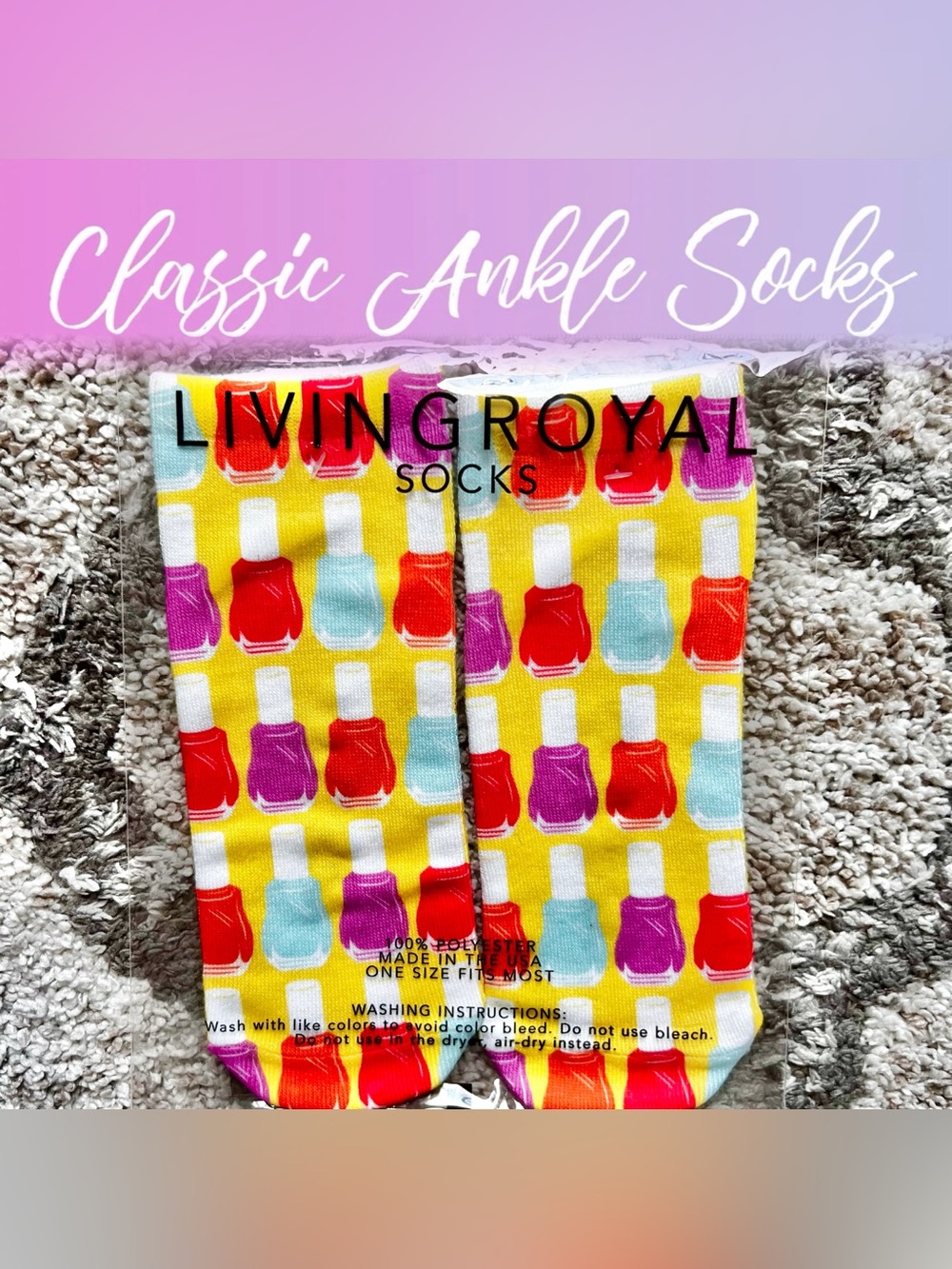 Living Royal Nail Polish Novelty Ankle Socks – Rare Discontinued Boutique Socks